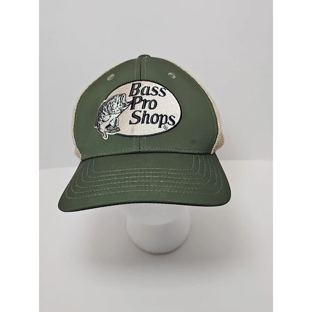 Bass Pro Shops Olive Green and Tan Trucker Hat
